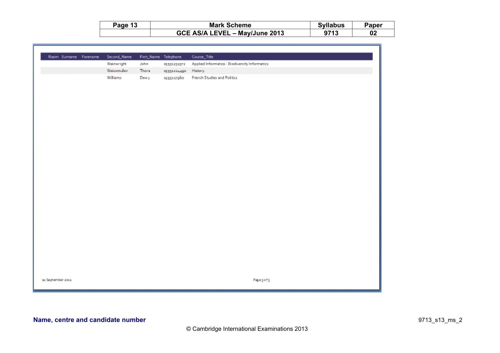 Mark scheme, page 13 of 15