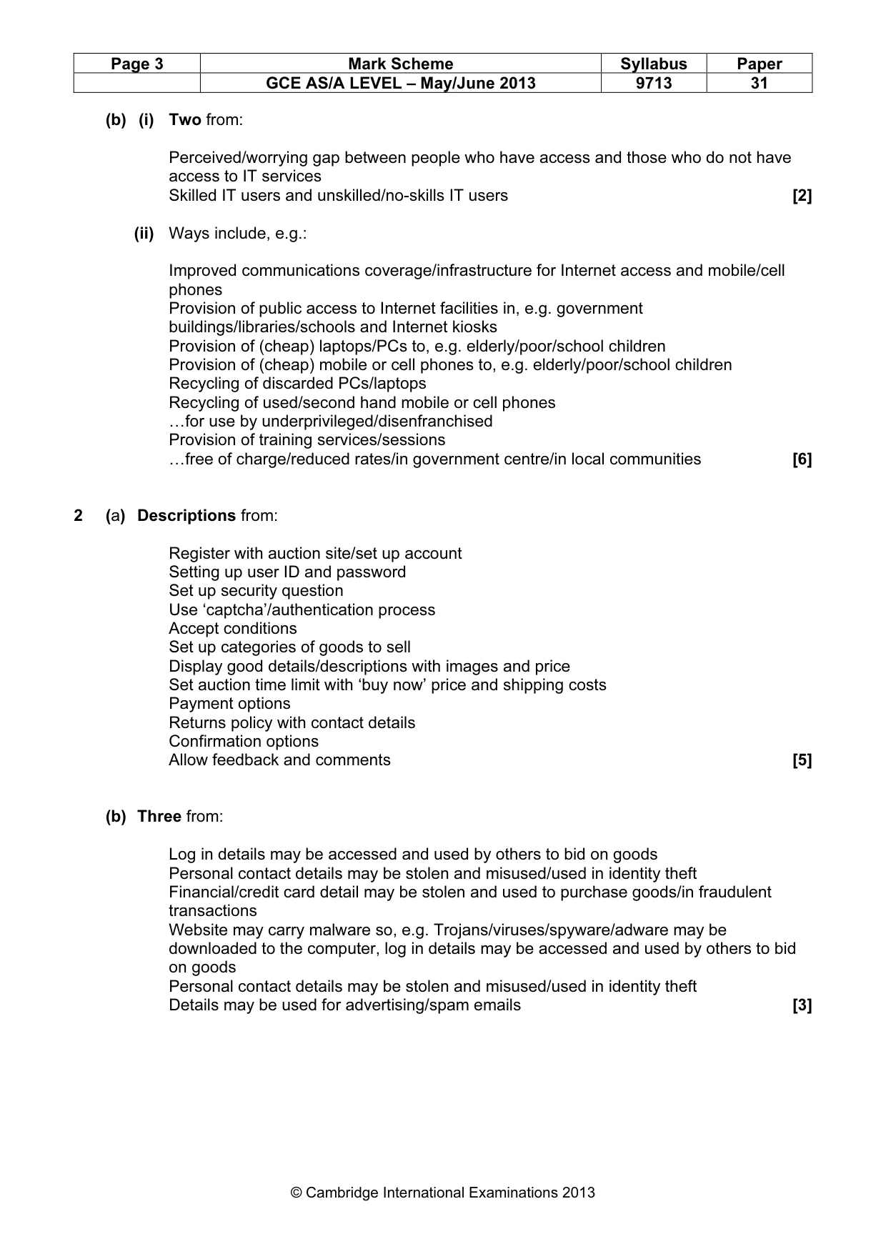 Mark scheme, page 3 of 8