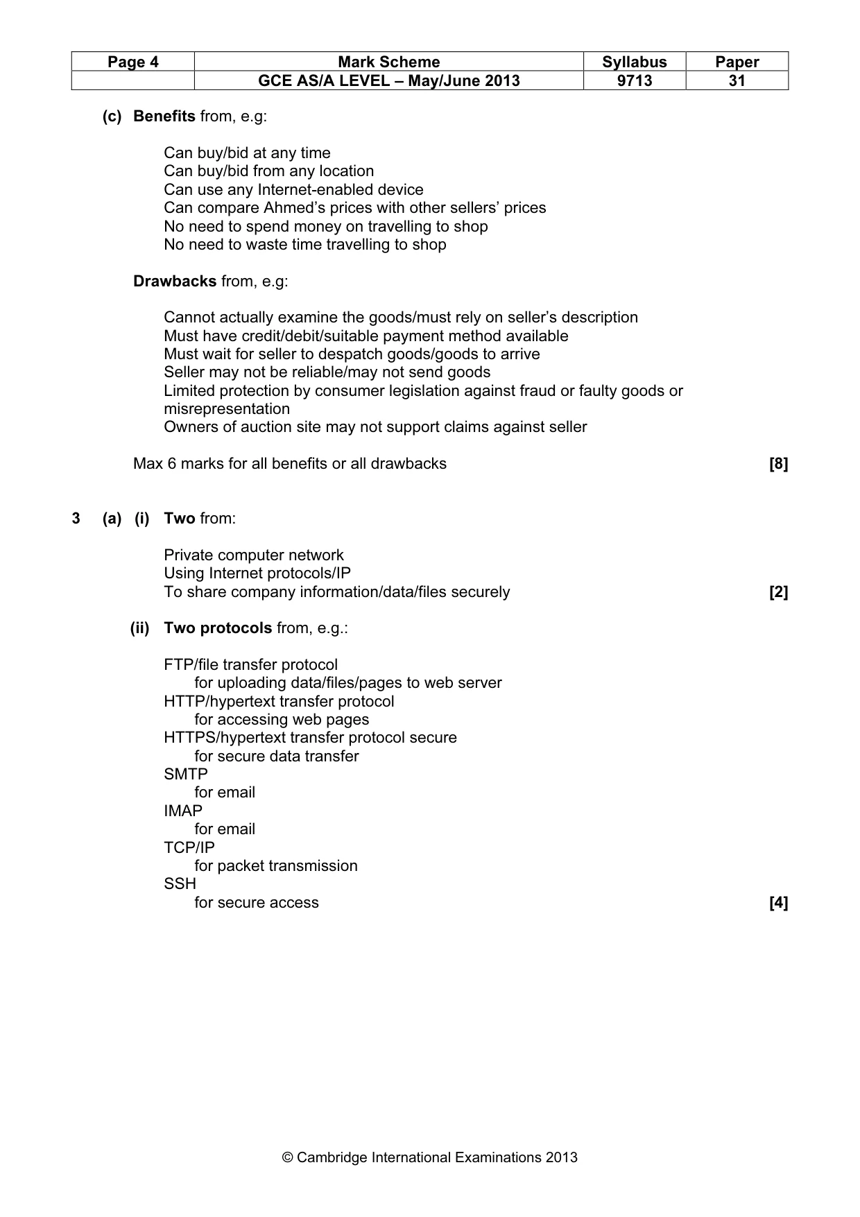 Mark scheme, page 4 of 8