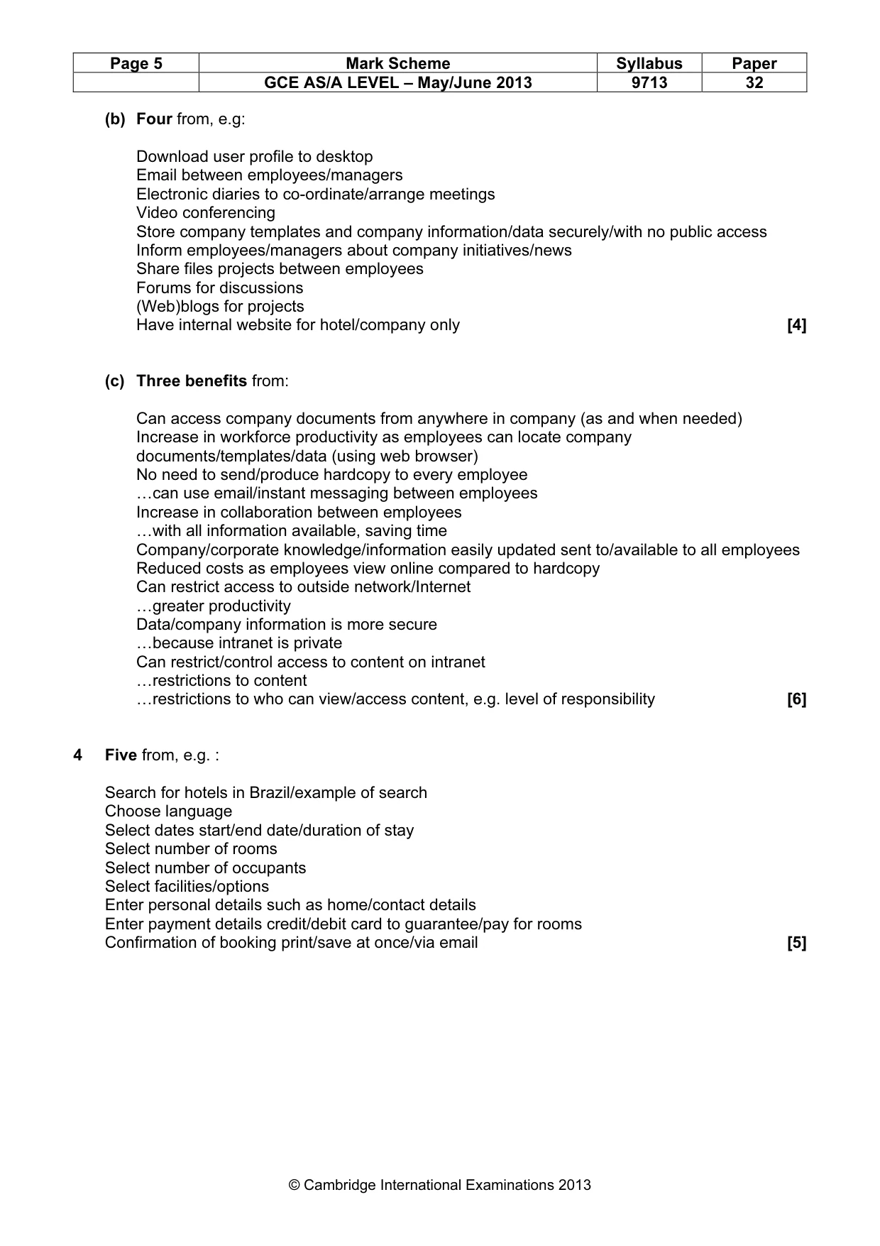 Mark scheme, page 5 of 8