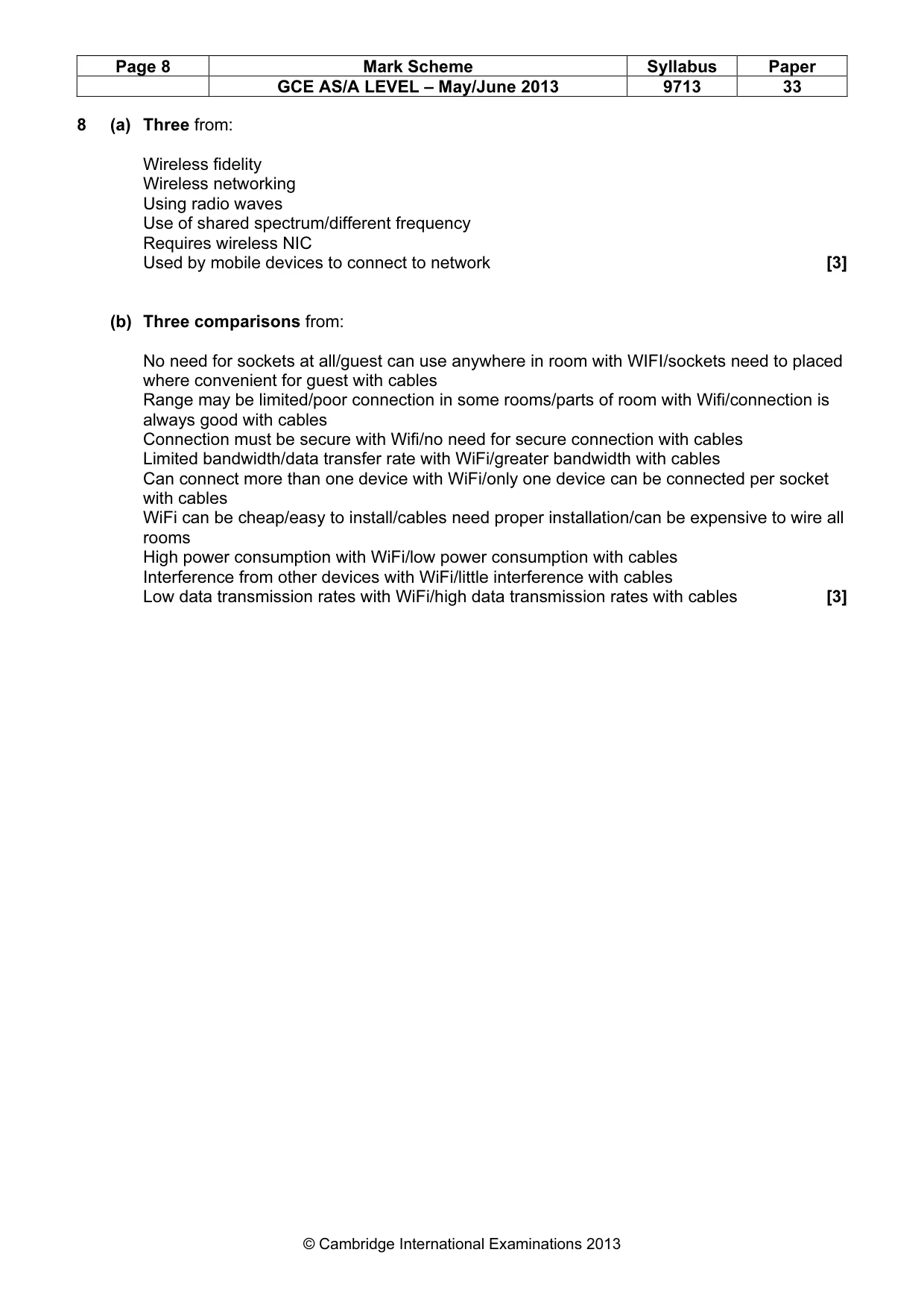 Mark scheme, page 8 of 8