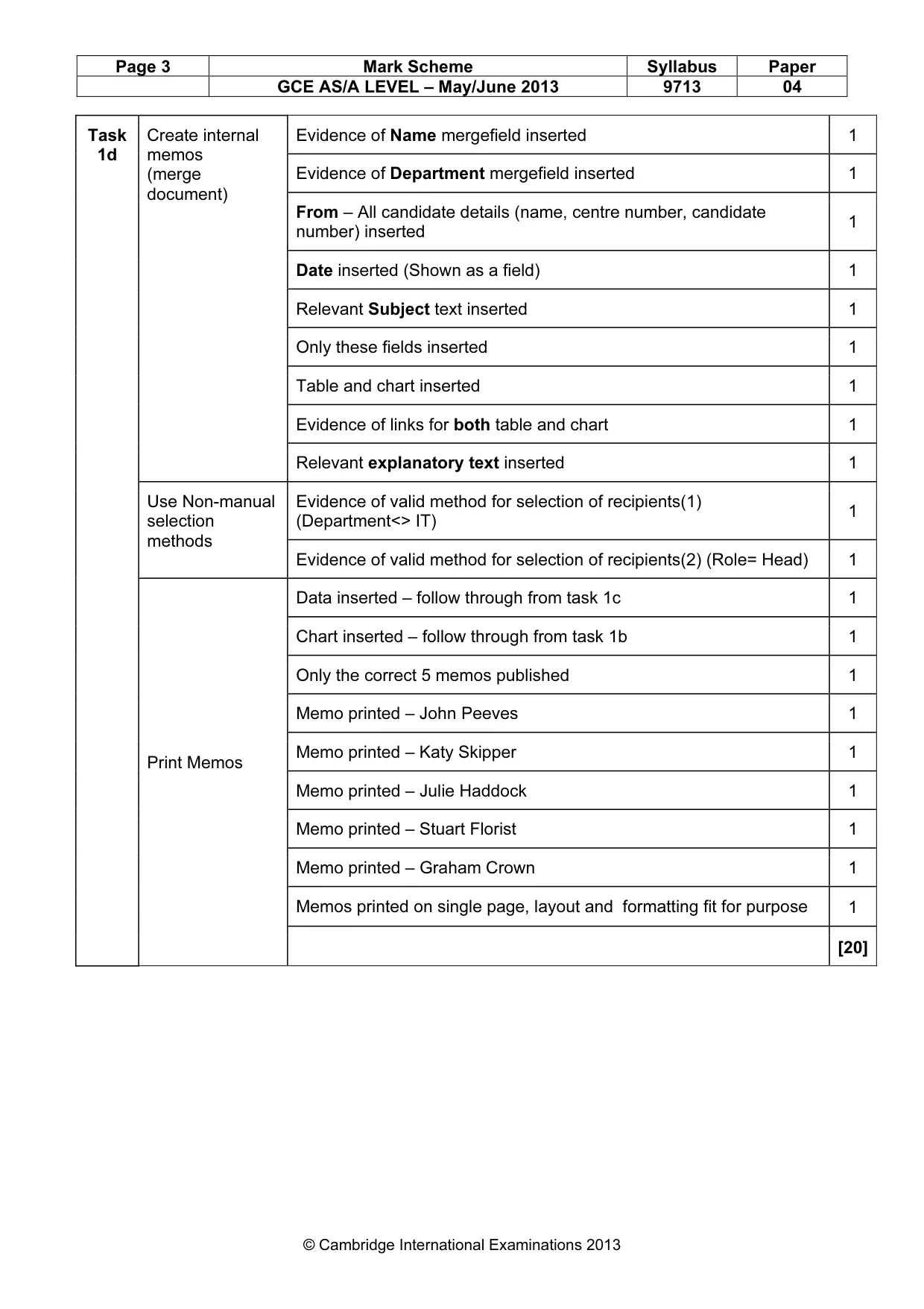 Mark scheme, page 3 of 6