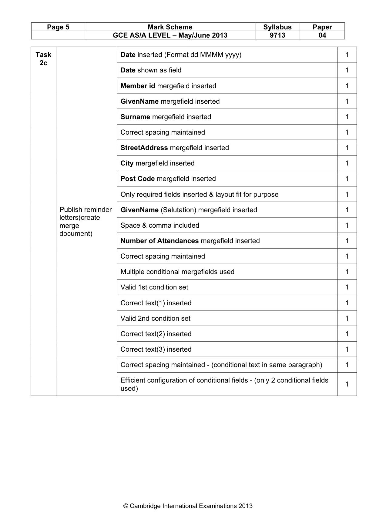 Mark scheme, page 5 of 6