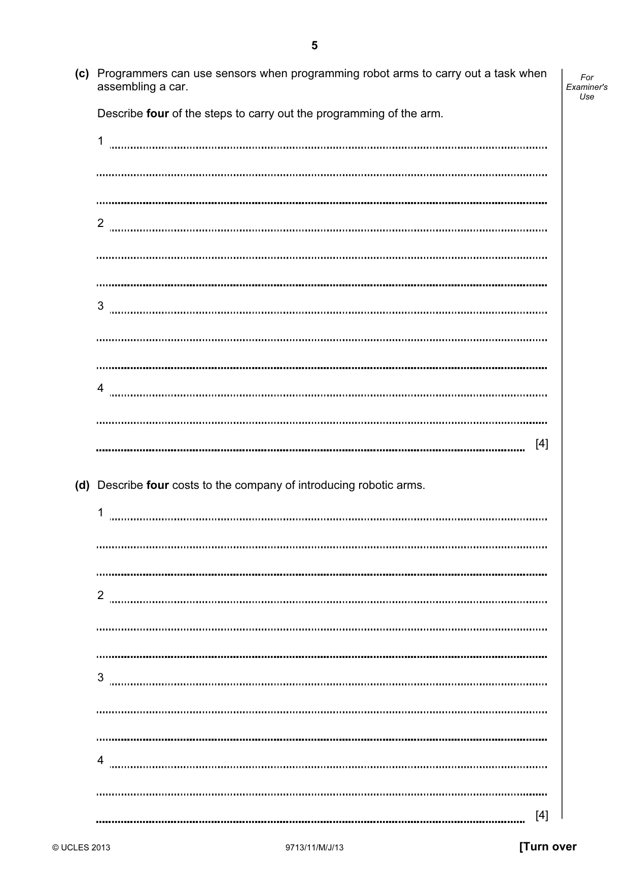Cambridge A Level Applied Information and Communication Technology 9713 2013 May/June Paper 1 · Variant 1 question paper, page 5 of 16