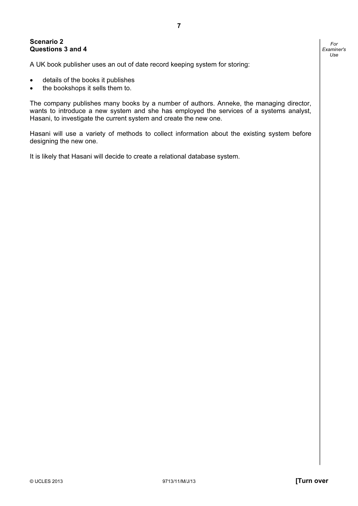 Cambridge A Level Applied Information and Communication Technology 9713 2013 May/June Paper 1 · Variant 1 question paper, page 7 of 16