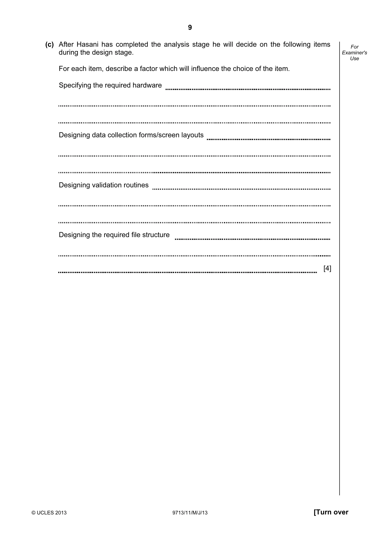 Cambridge A Level Applied Information and Communication Technology 9713 2013 May/June Paper 1 · Variant 1 question paper, page 9 of 16