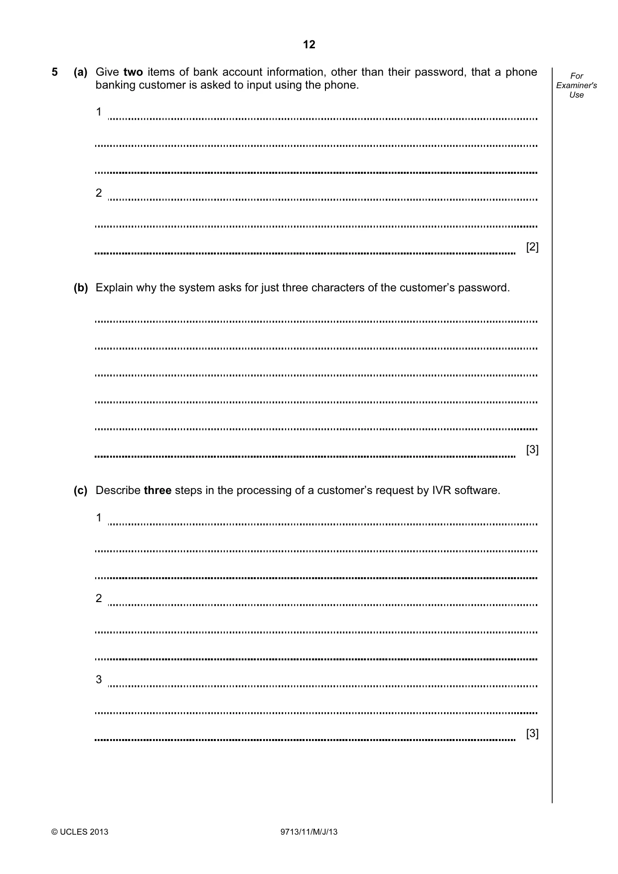 Cambridge A Level Applied Information and Communication Technology 9713 2013 May/June Paper 1 · Variant 1 question paper, page 12 of 16