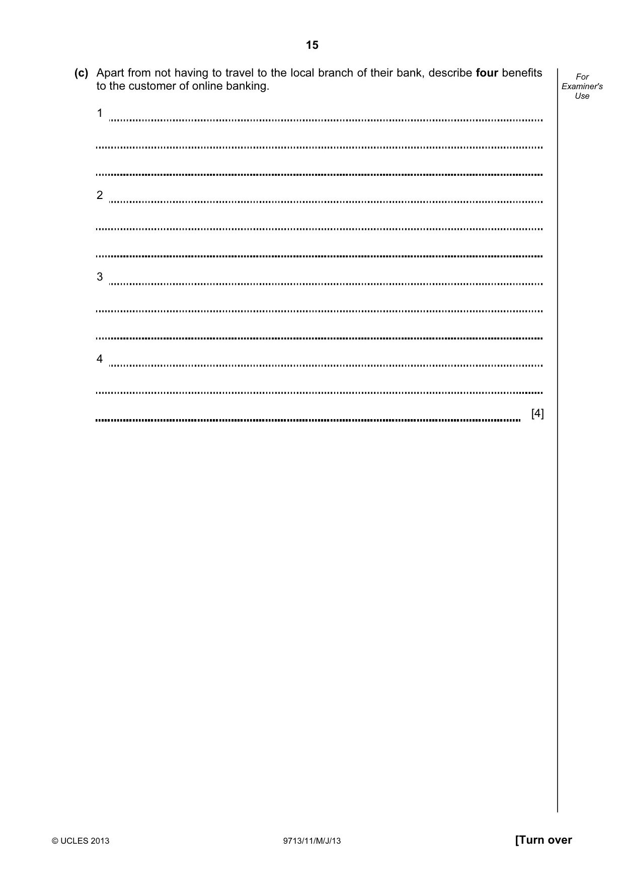 Cambridge A Level Applied Information and Communication Technology 9713 2013 May/June Paper 1 · Variant 1 question paper, page 15 of 16