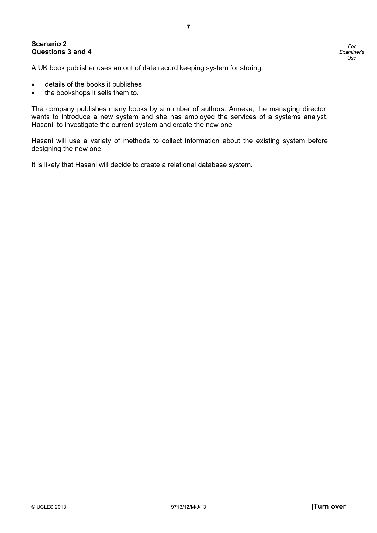 Cambridge A Level Applied Information and Communication Technology 9713 2013 May/June Paper 1 · Variant 2 question paper, page 7 of 16