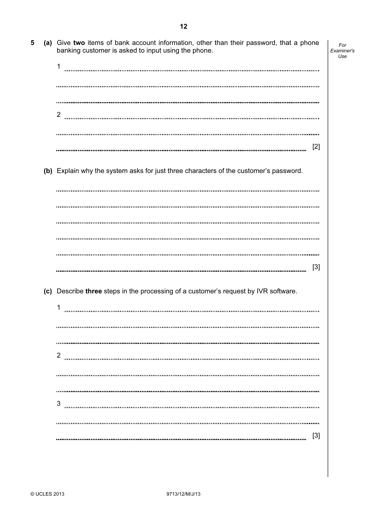 Cambridge A Level Applied Information and Communication Technology 9713 2013 May/June Paper 1 · Variant 2 question paper, page 12 of 16
