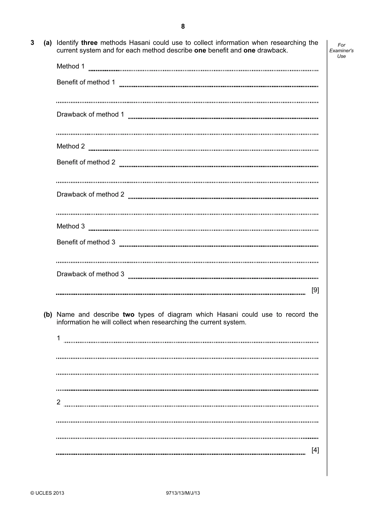 Cambridge A Level Applied Information and Communication Technology 9713 2013 May/June Paper 1 · Variant 3 question paper, page 8 of 16