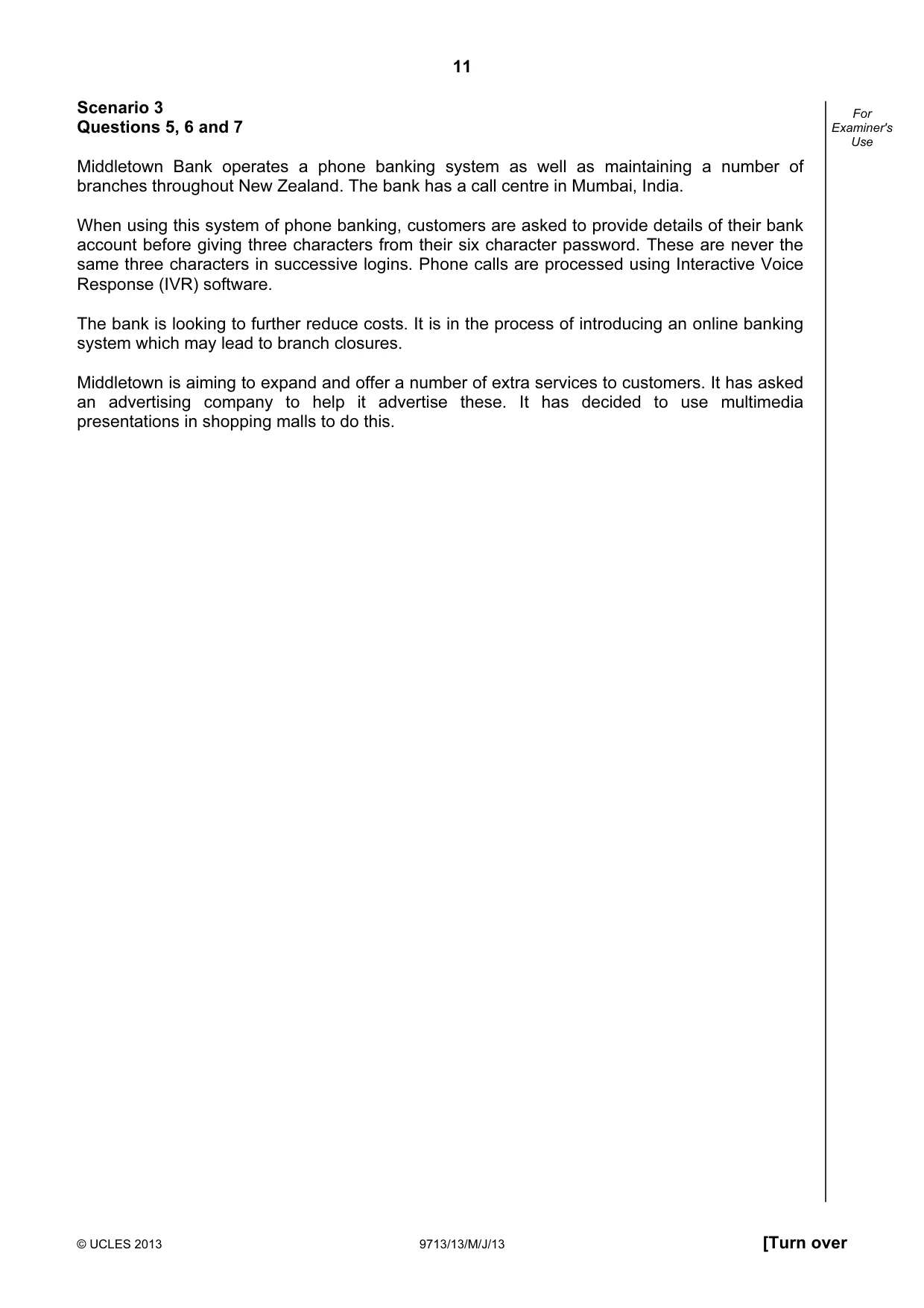 Cambridge A Level Applied Information and Communication Technology 9713 2013 May/June Paper 1 · Variant 3 question paper, page 11 of 16