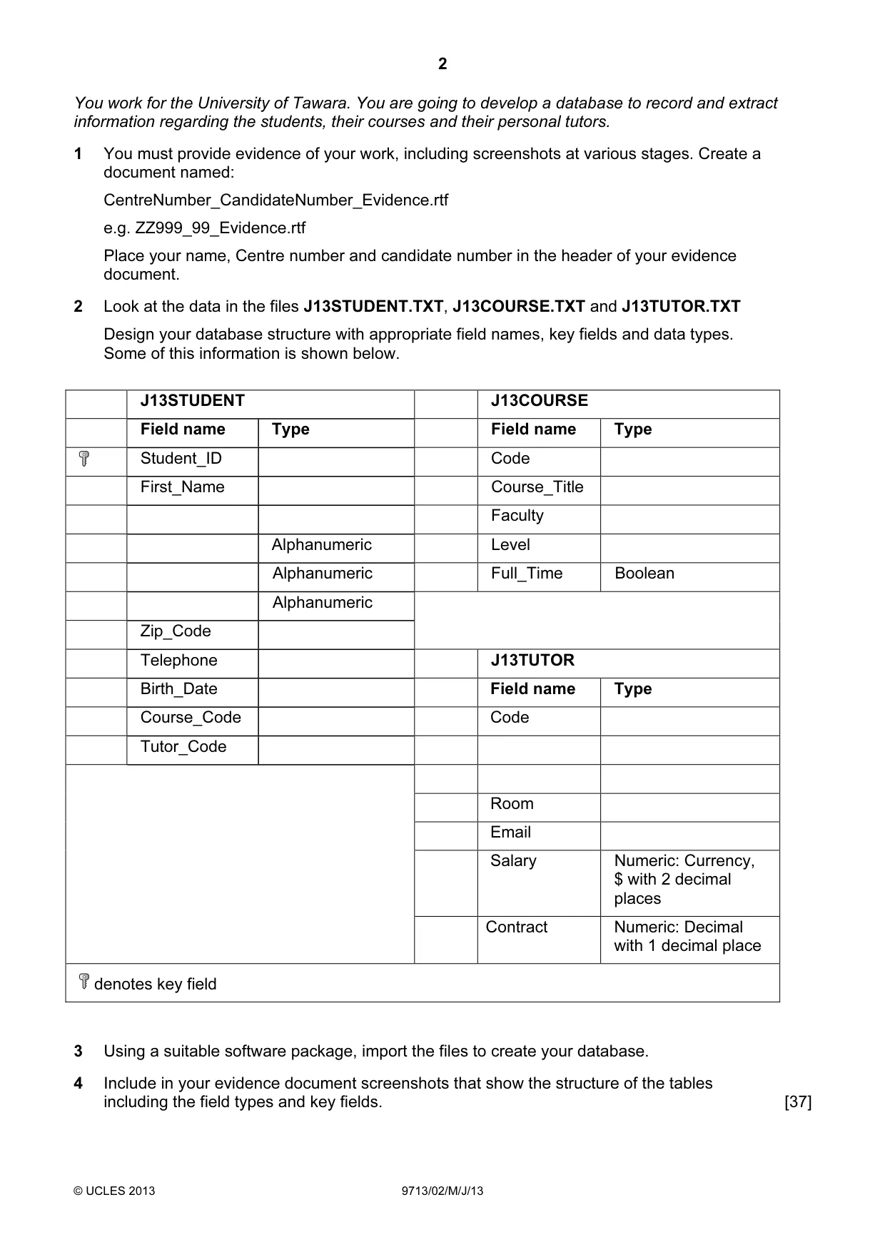 Cambridge A Level Applied Information and Communication Technology 9713 2013 May/June Paper 2 · Variant 1 question paper, page 2 of 8