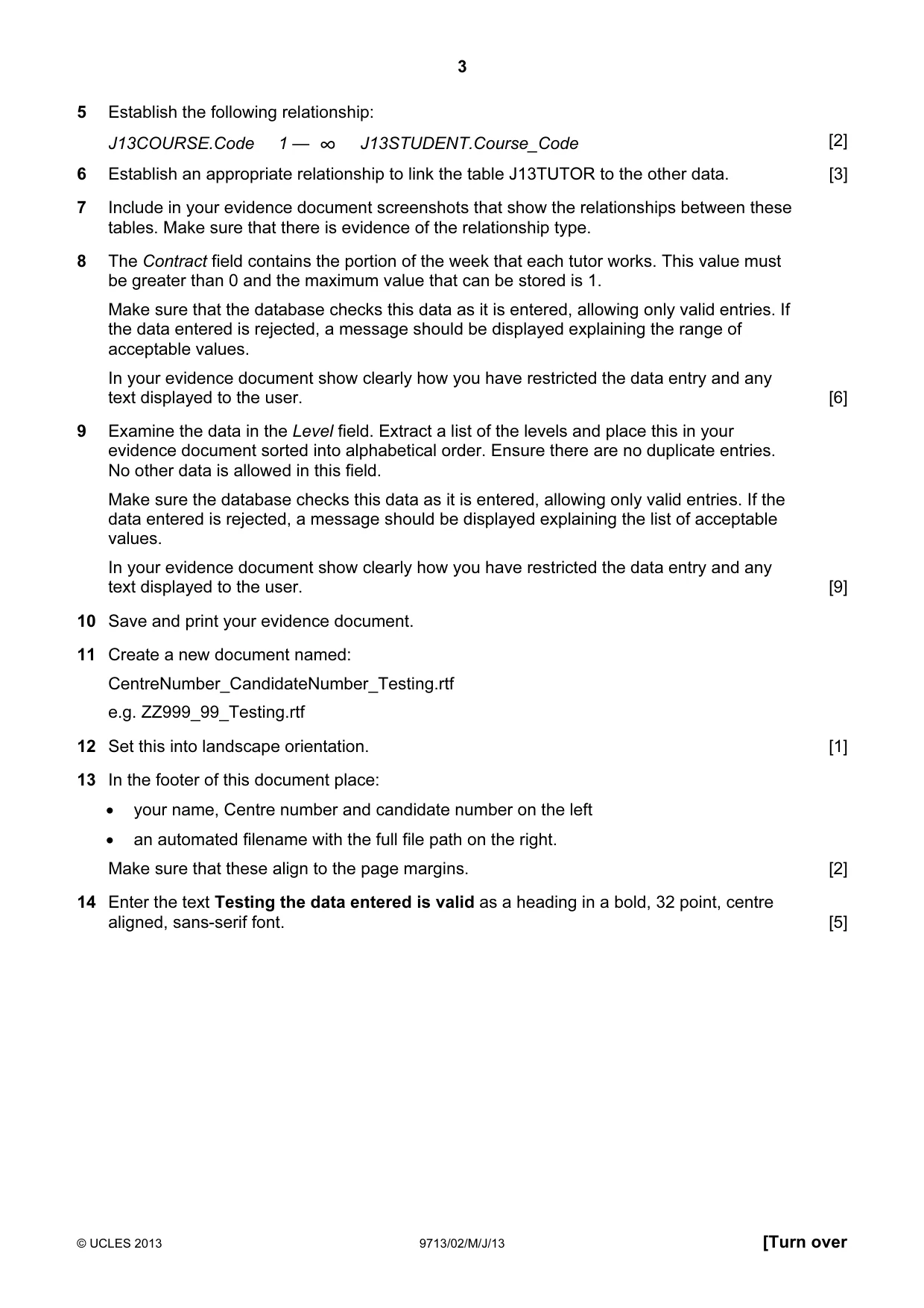 Cambridge A Level Applied Information and Communication Technology 9713 2013 May/June Paper 2 · Variant 1 question paper, page 3 of 8