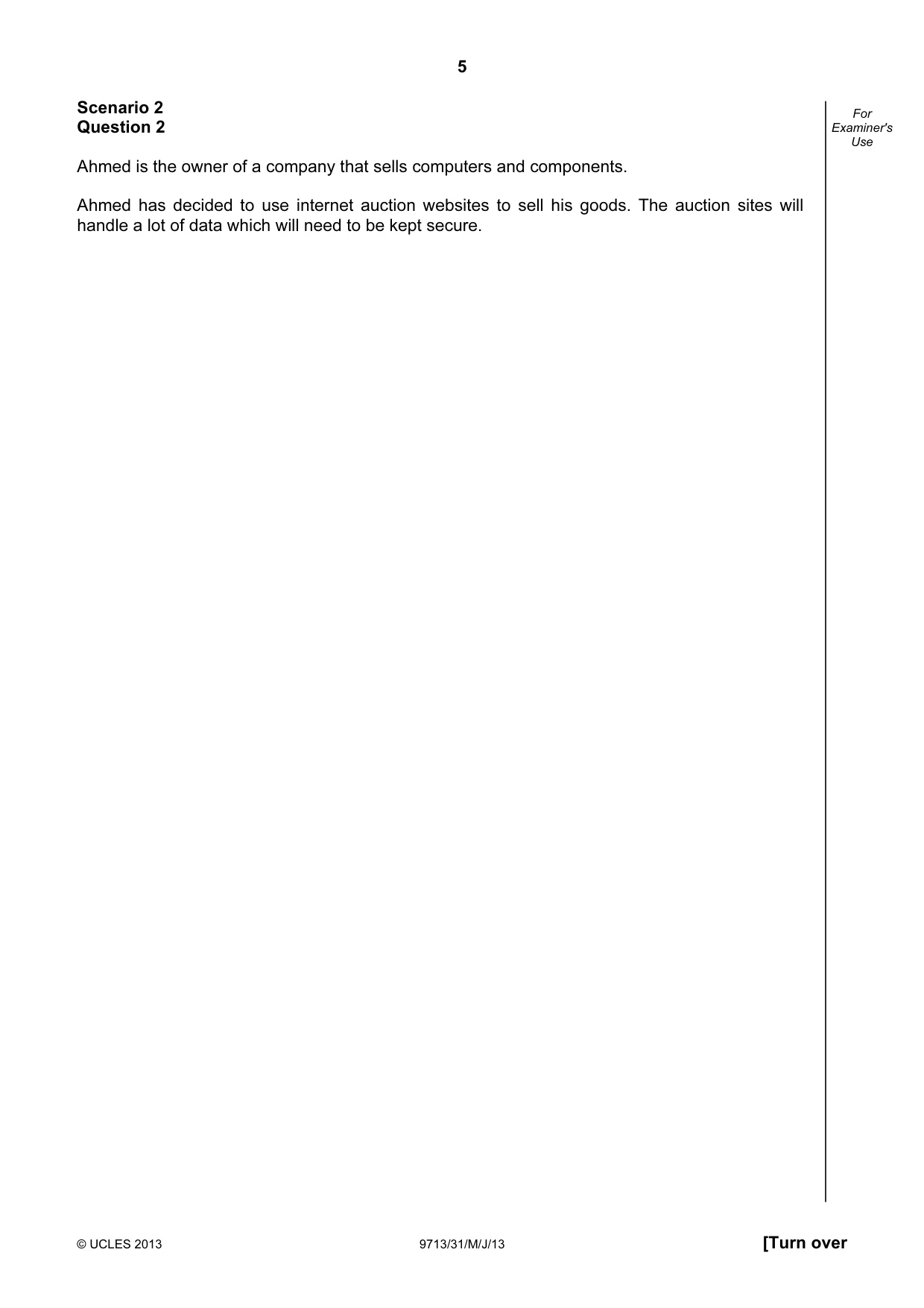 Cambridge A Level Applied Information and Communication Technology 9713 2013 May/June Paper 3 · Variant 1 question paper, page 5 of 16
