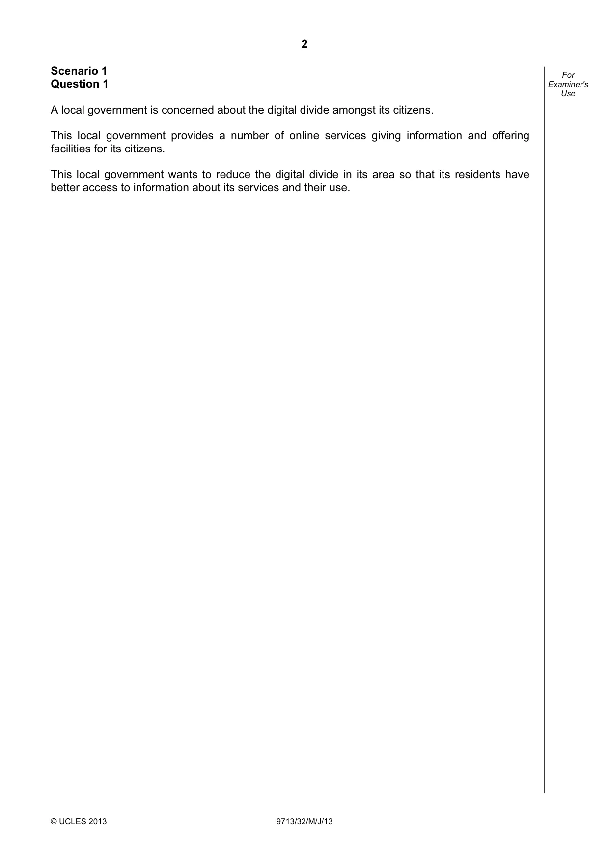 Cambridge A Level Applied Information and Communication Technology 9713 2013 May/June Paper 3 · Variant 2 question paper, page 2 of 16