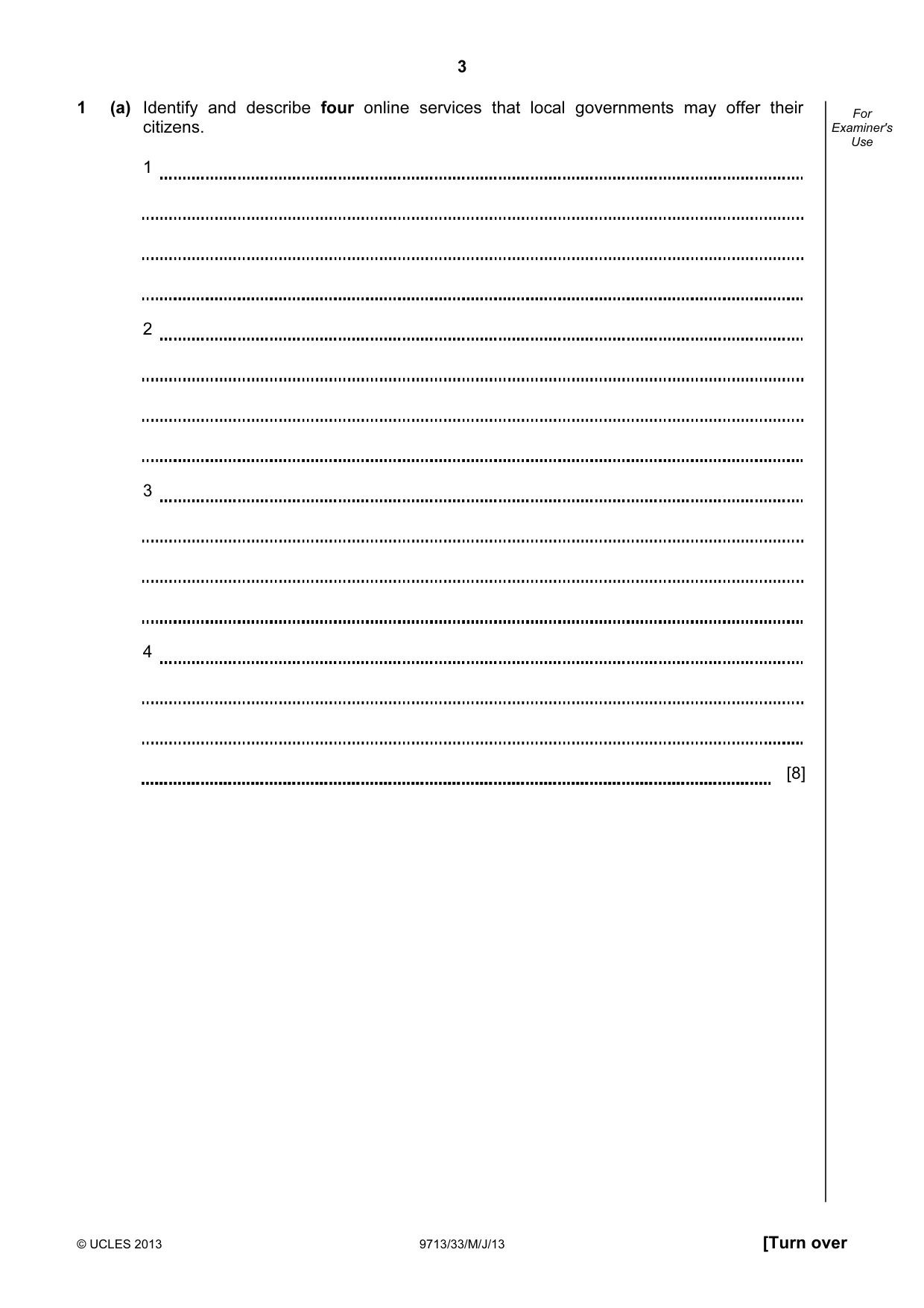Cambridge A Level Applied Information and Communication Technology 9713 2013 May/June Paper 3 · Variant 3 question paper, page 3 of 16