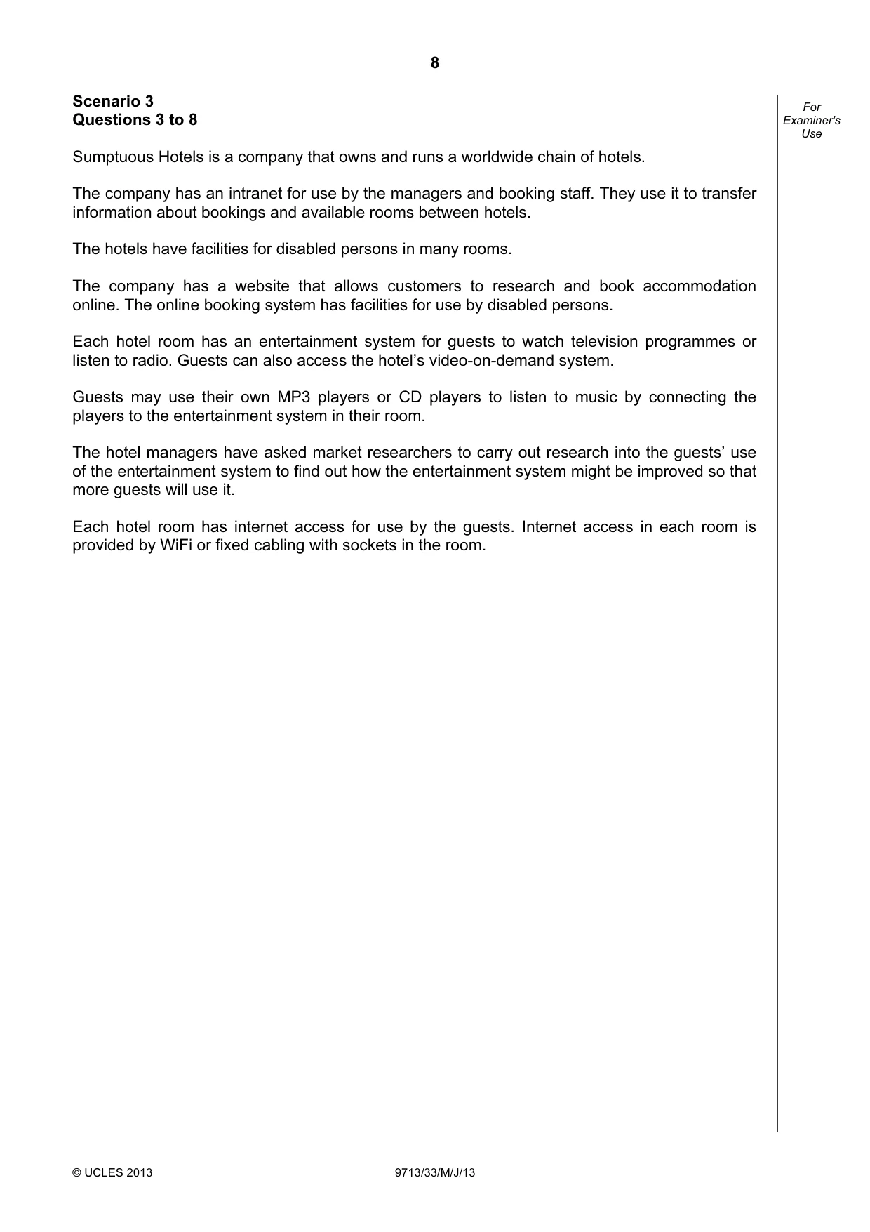 Cambridge A Level Applied Information and Communication Technology 9713 2013 May/June Paper 3 · Variant 3 question paper, page 8 of 16