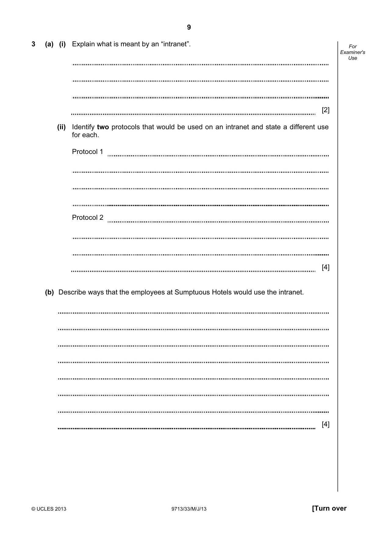 Cambridge A Level Applied Information and Communication Technology 9713 2013 May/June Paper 3 · Variant 3 question paper, page 9 of 16