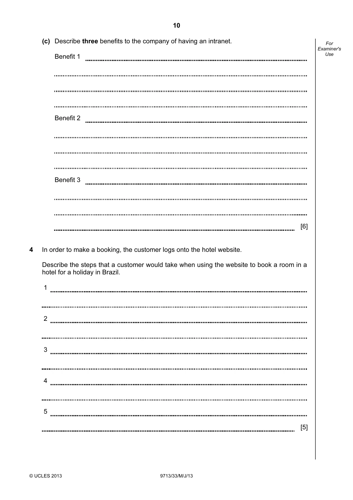 Cambridge A Level Applied Information and Communication Technology 9713 2013 May/June Paper 3 · Variant 3 question paper, page 10 of 16
