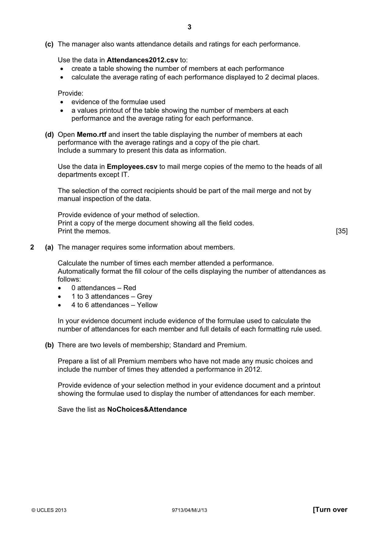 Cambridge A Level Applied Information and Communication Technology 9713 2013 May/June Paper 4 · Variant 1 question paper, page 3 of 4