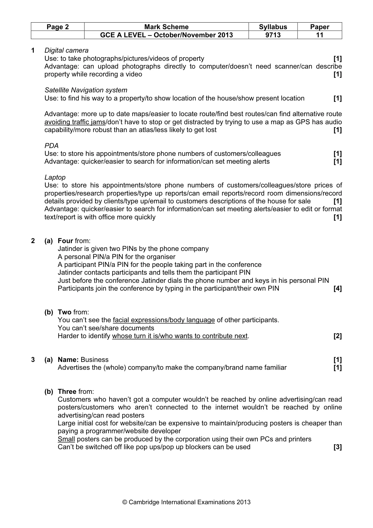 Mark scheme, page 2 of 6