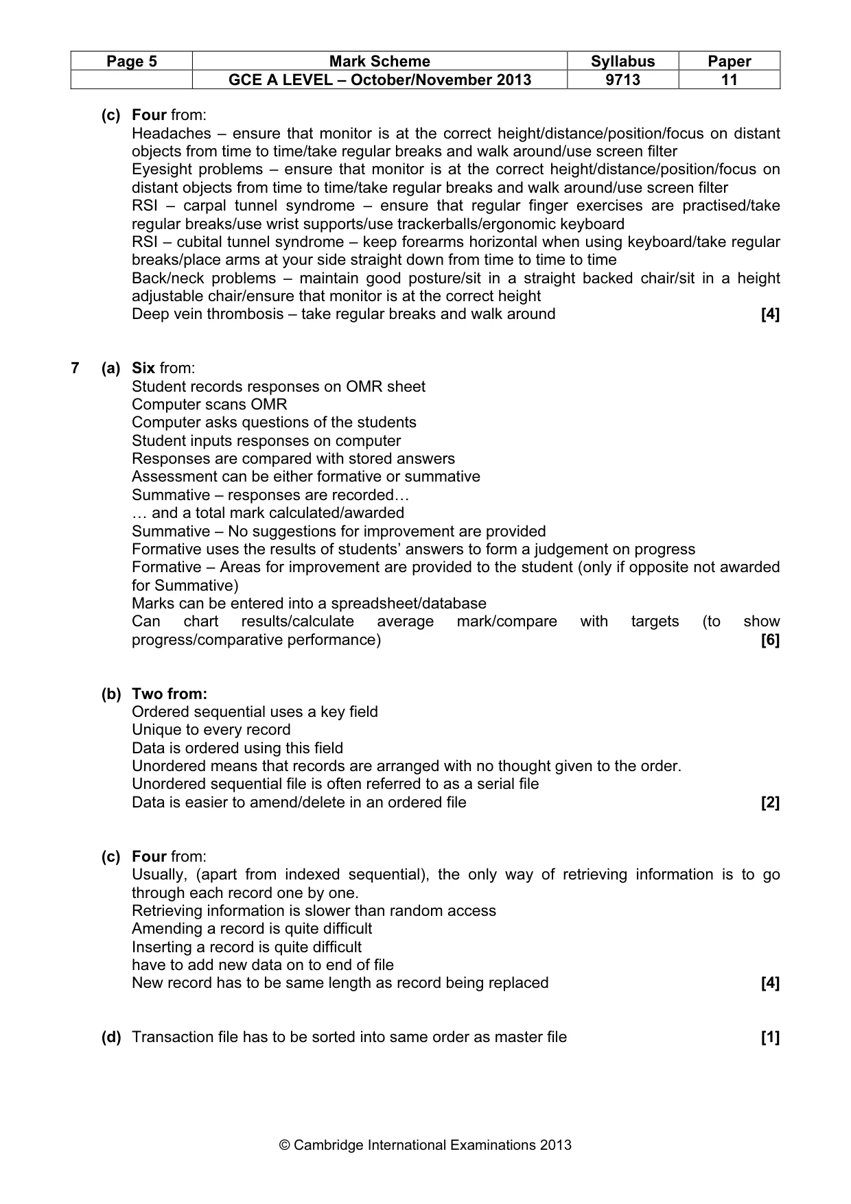 Mark scheme, page 5 of 6