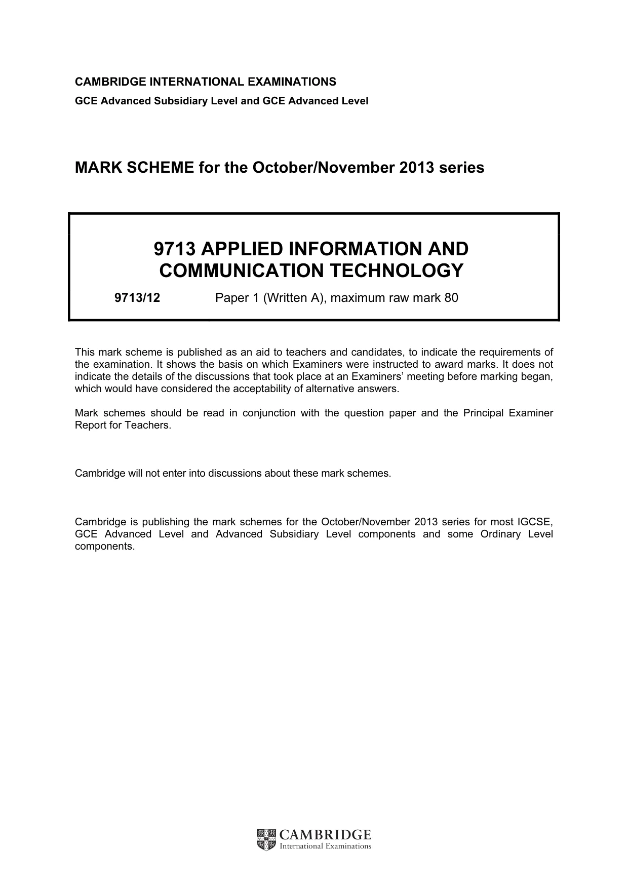 Mark scheme, page 1 of 6