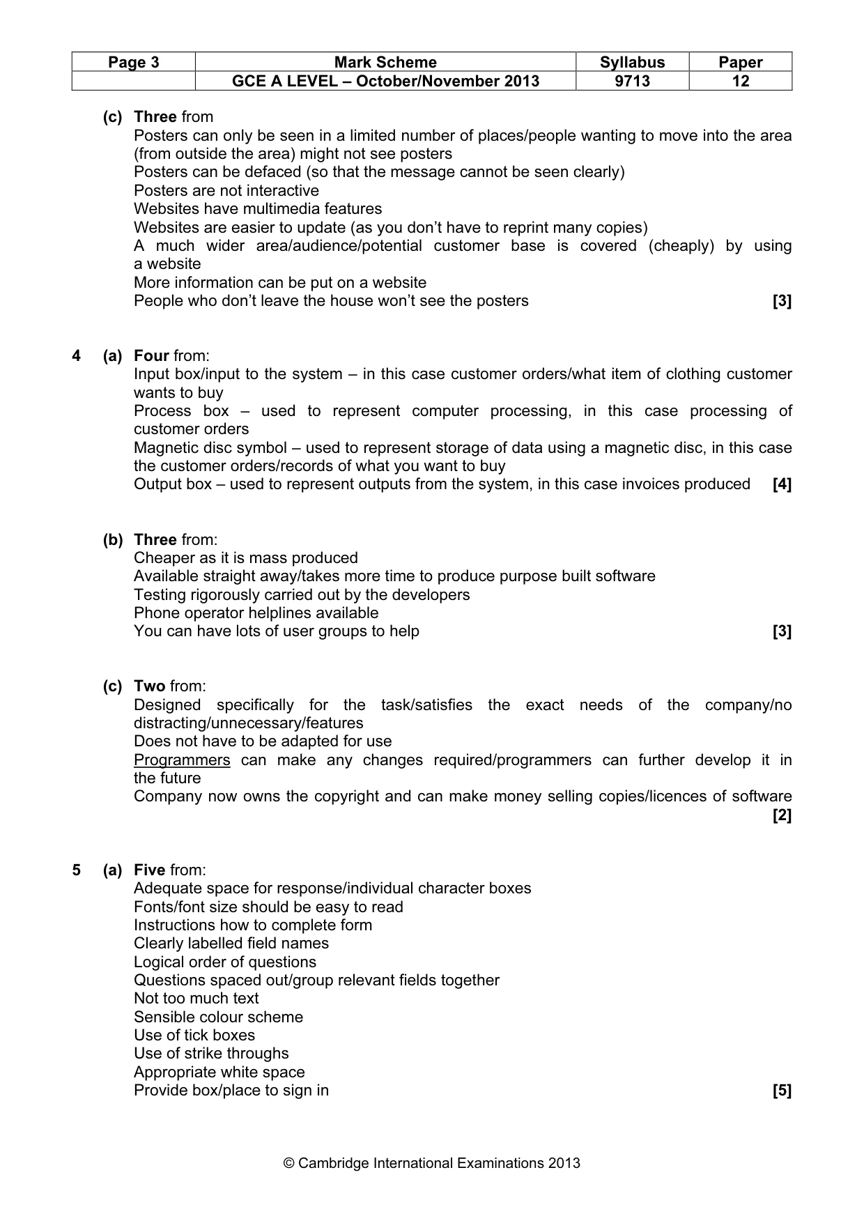 Mark scheme, page 3 of 6