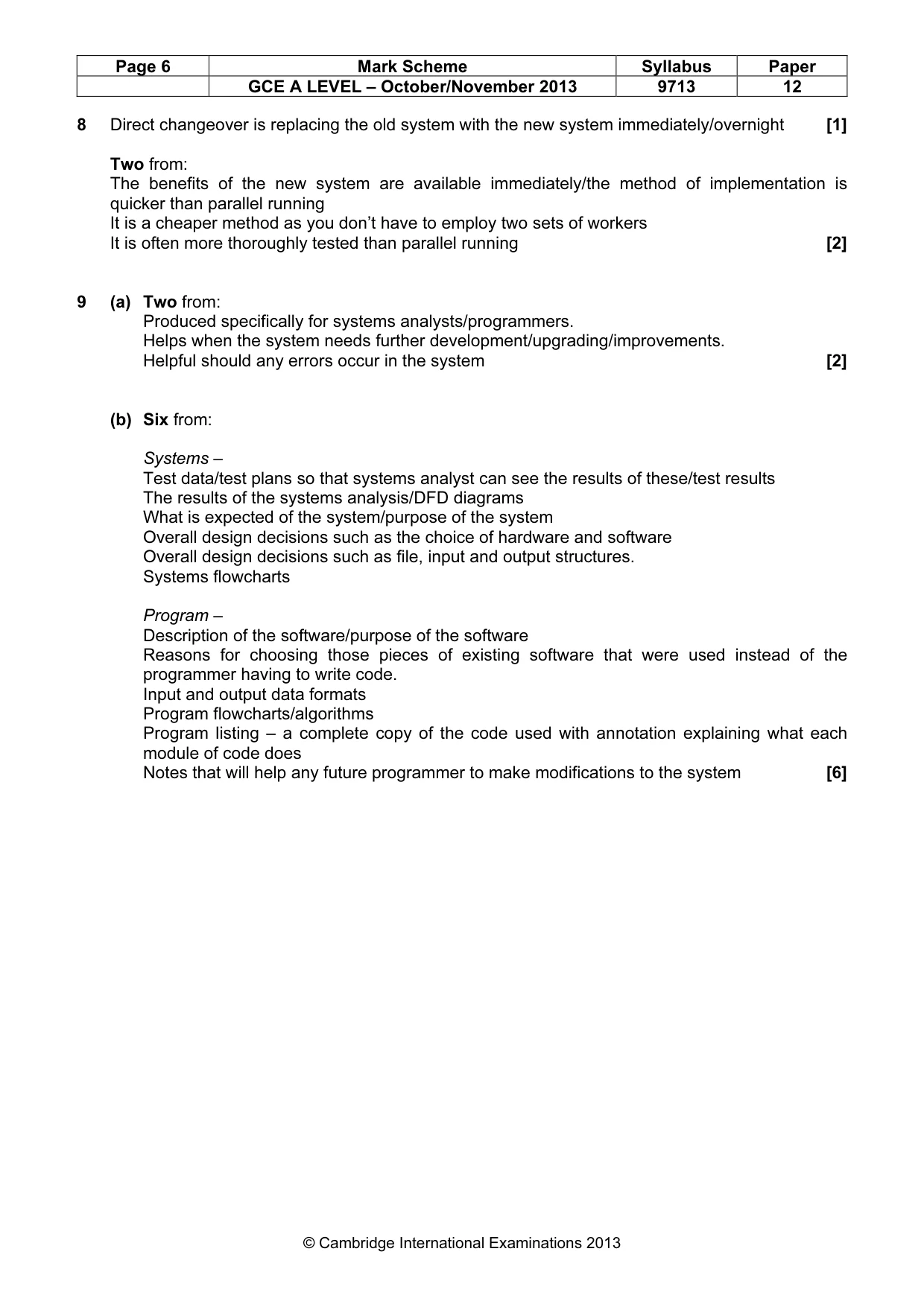 Mark scheme, page 6 of 6