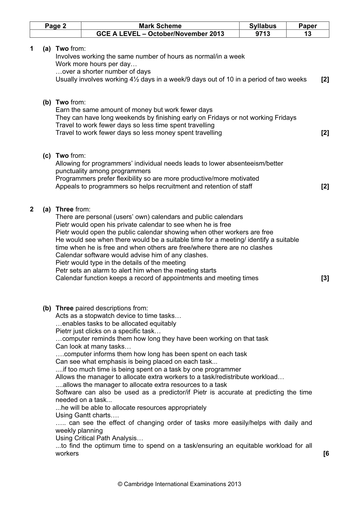 Mark scheme, page 2 of 6