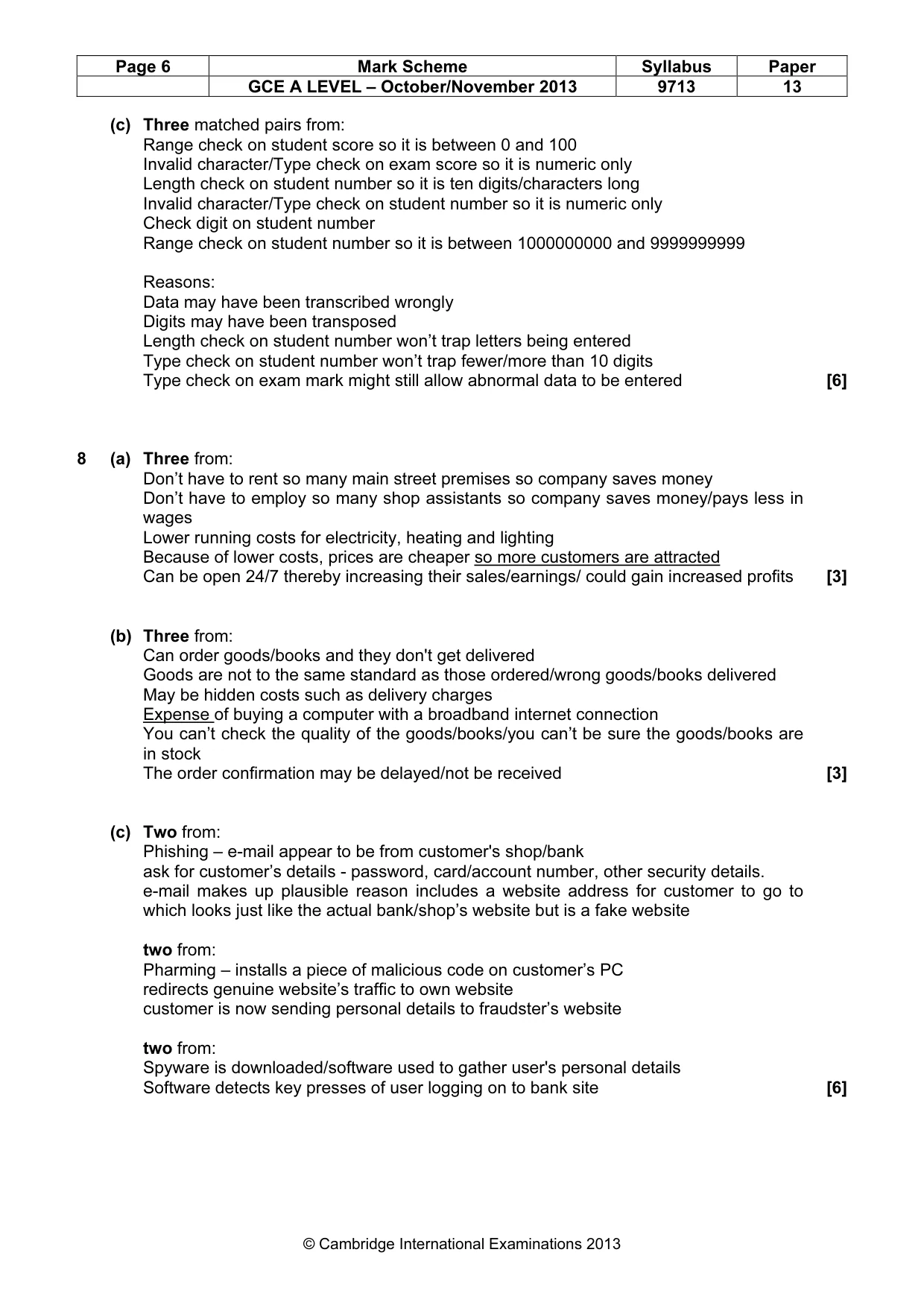 Mark scheme, page 6 of 6