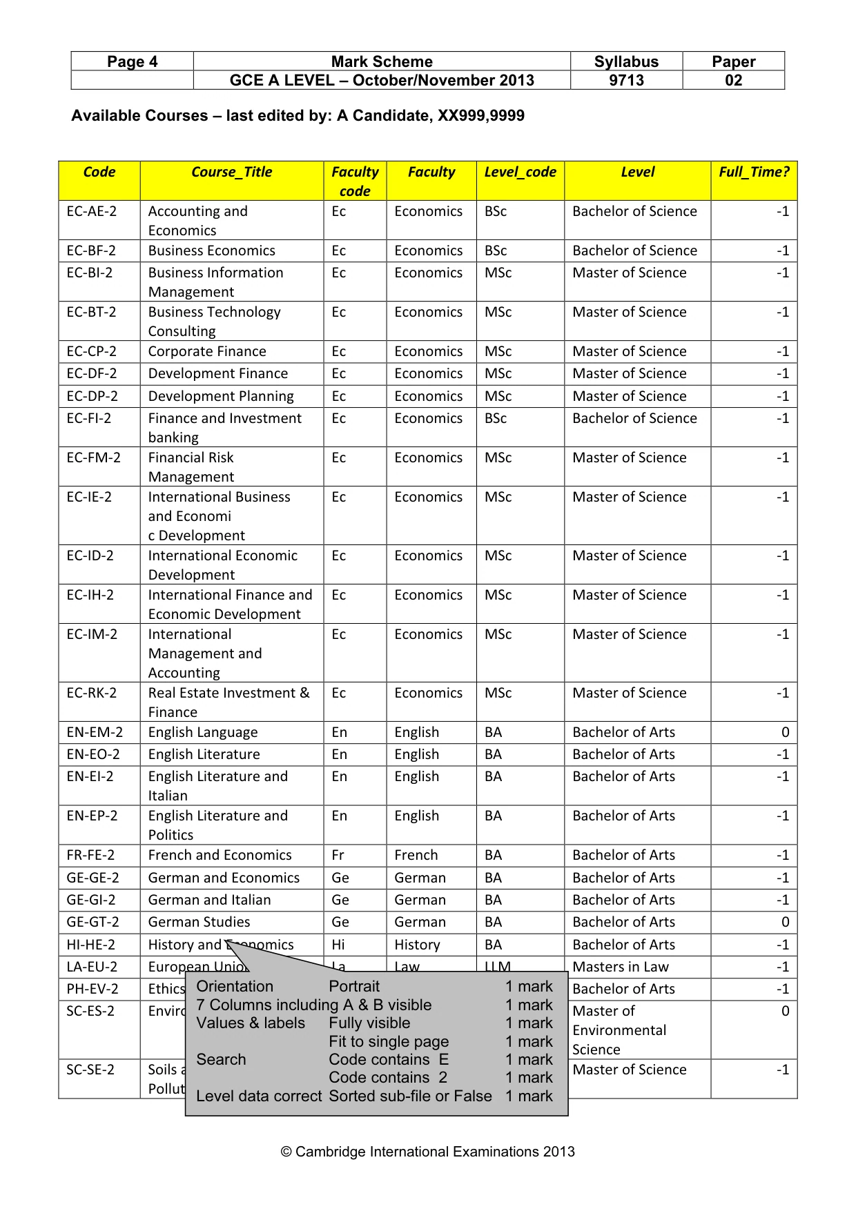 Mark scheme, page 4 of 13