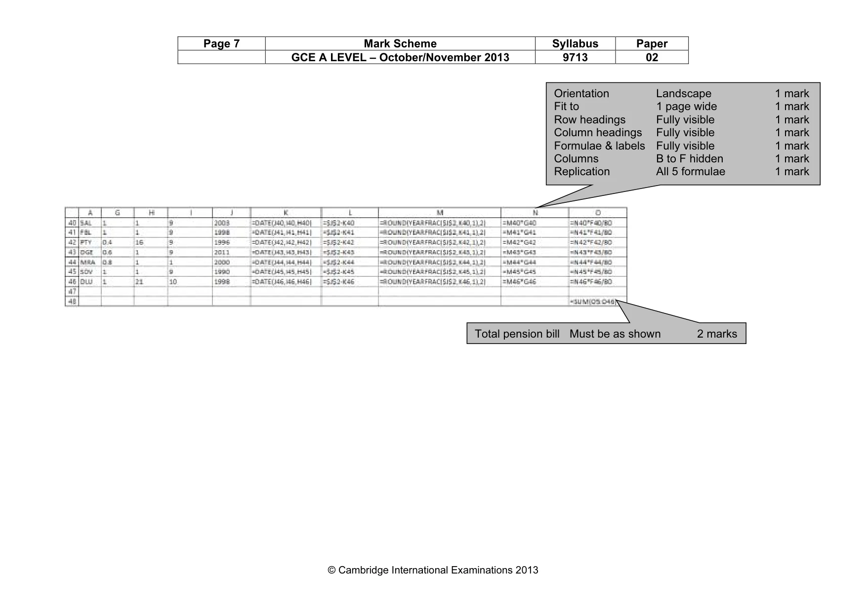 Mark scheme, page 7 of 13