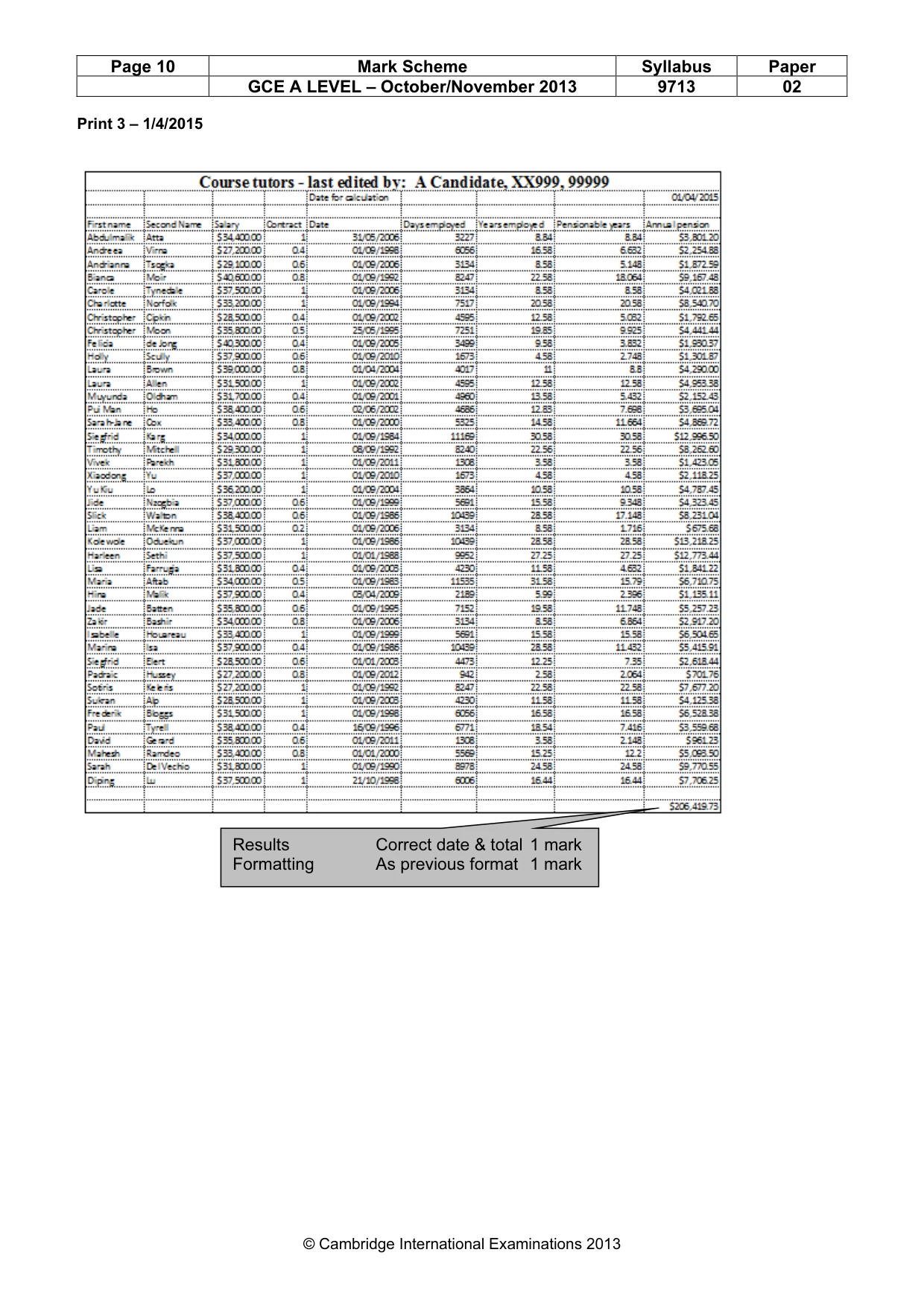 Mark scheme, page 10 of 13