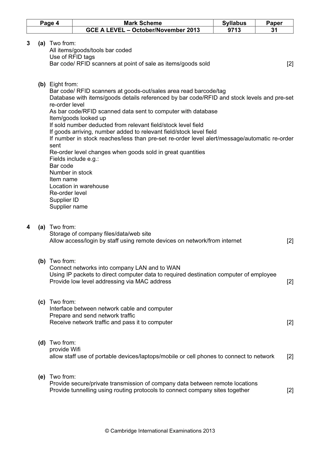 Mark scheme, page 4 of 6