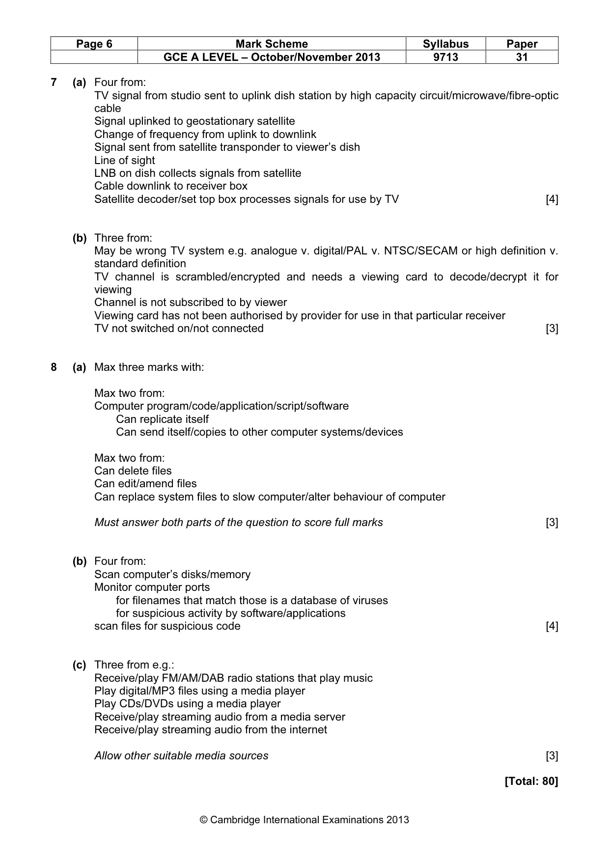 Mark scheme, page 6 of 6
