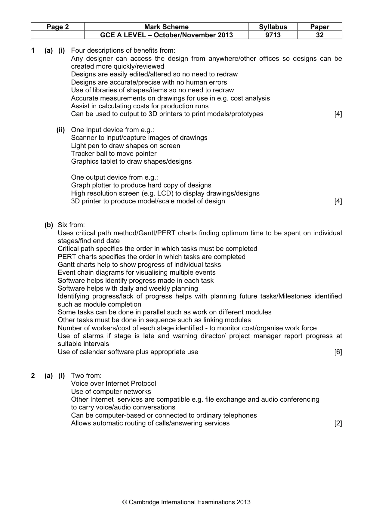 Mark scheme, page 2 of 6