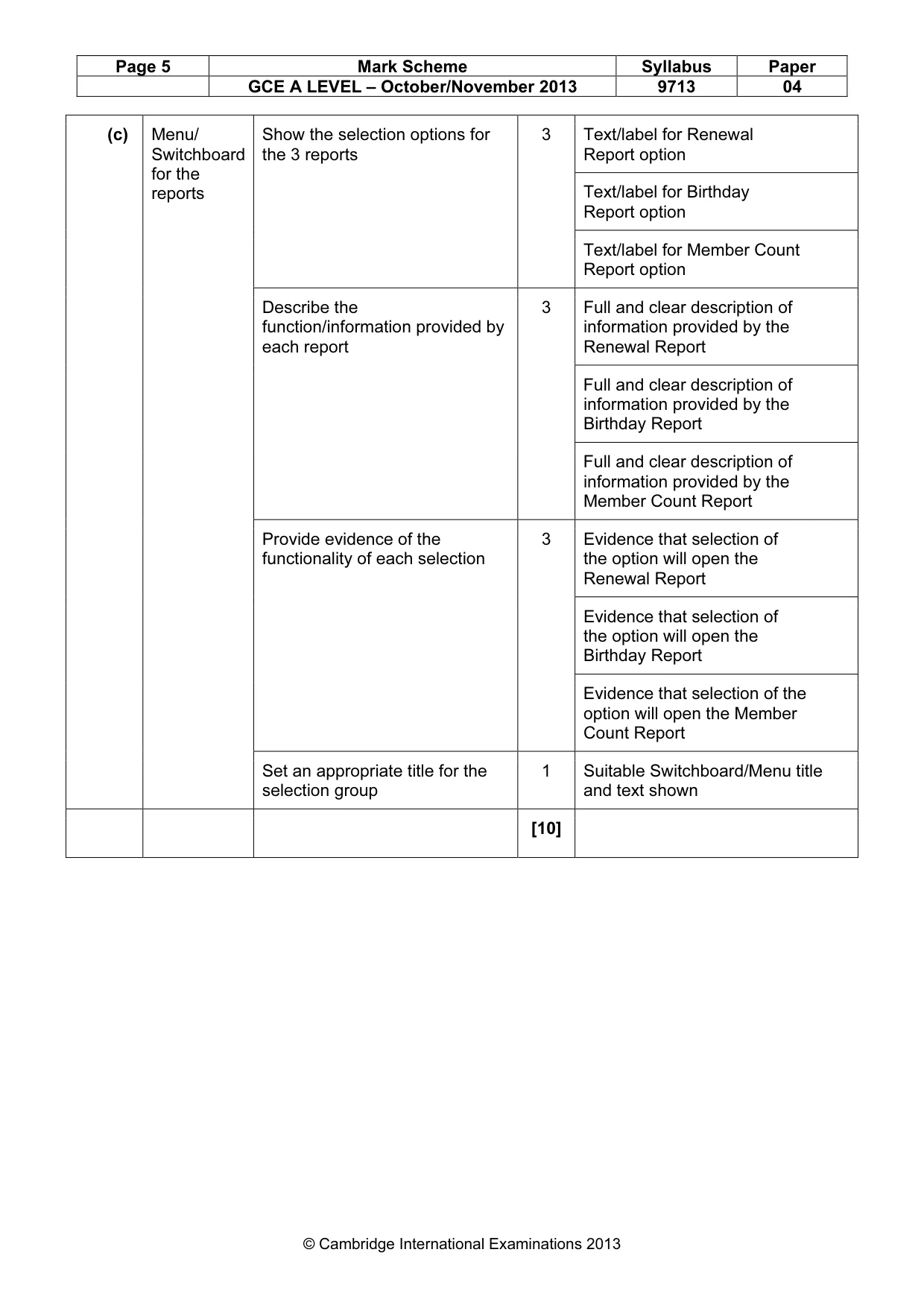 Mark scheme, page 5 of 8