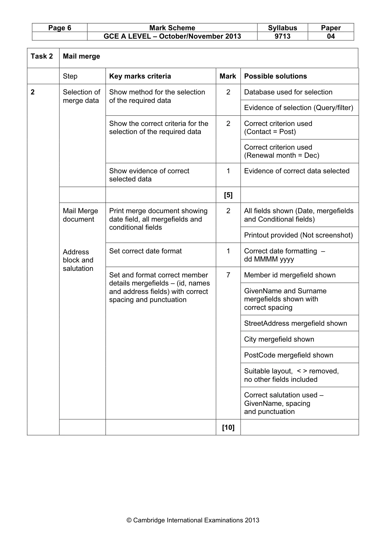 Mark scheme, page 6 of 8