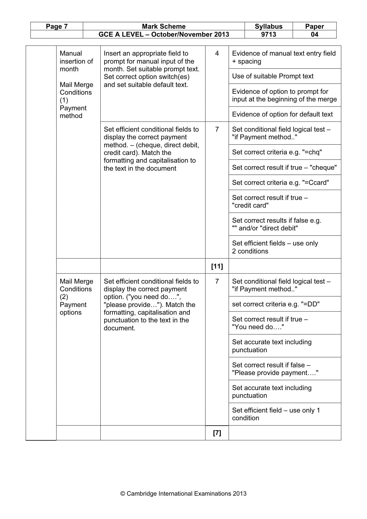 Mark scheme, page 7 of 8