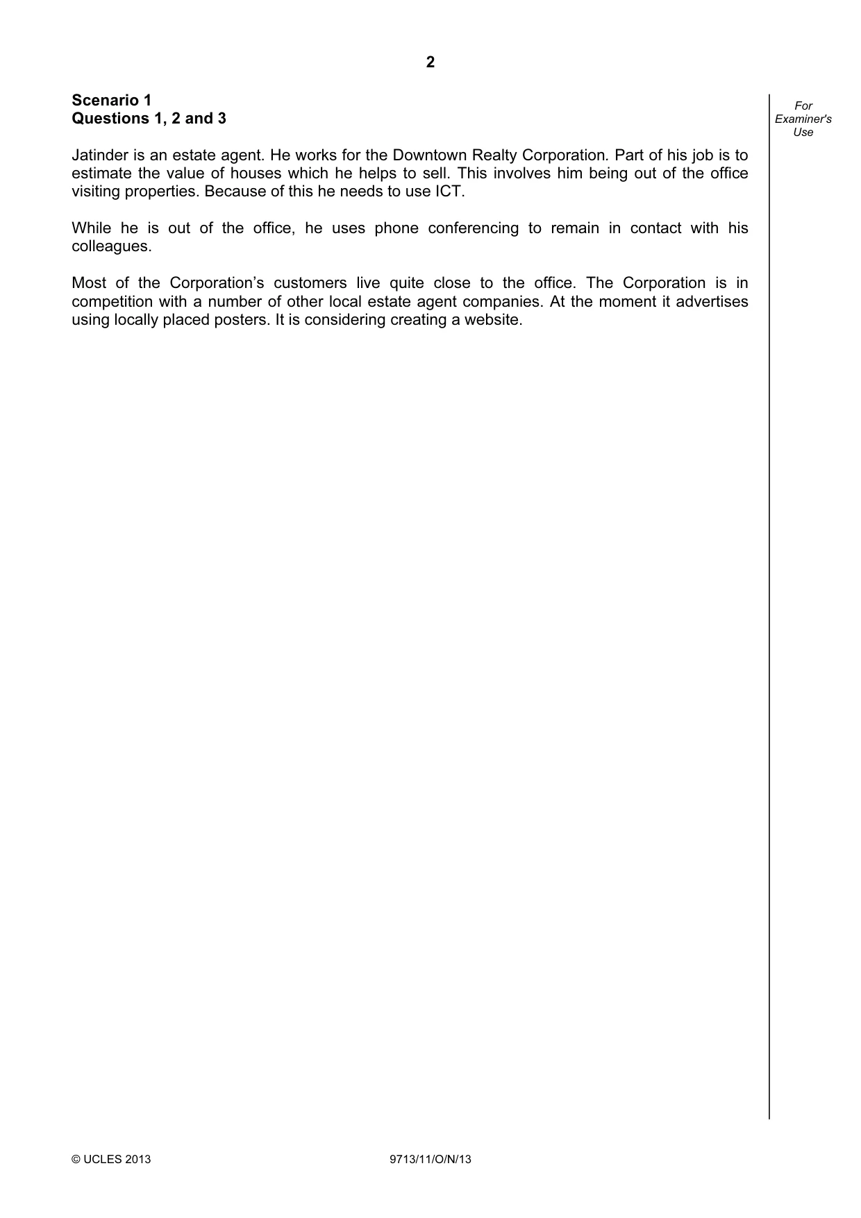 Cambridge A Level Applied Information and Communication Technology 9713 2013 Oct/Nov Paper 1 · Variant 1 question paper, page 2 of 20