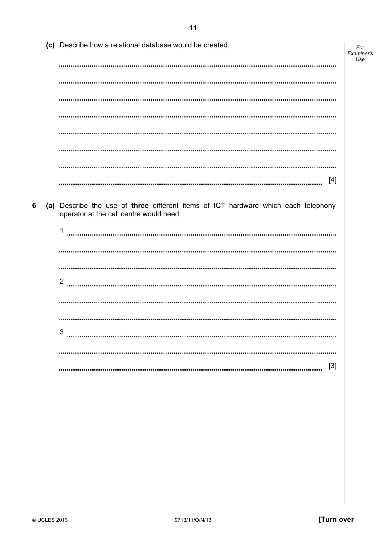 Cambridge A Level Applied Information and Communication Technology 9713 2013 Oct/Nov Paper 1 · Variant 1 question paper, page 11 of 20