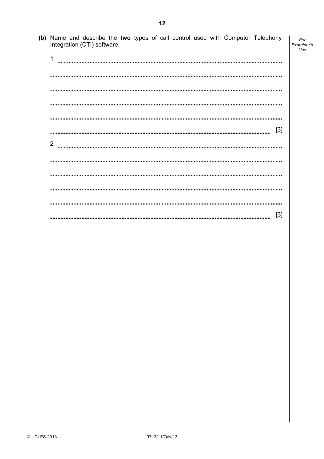 Cambridge A Level Applied Information and Communication Technology 9713 2013 Oct/Nov Paper 1 · Variant 1 question paper, page 12 of 20