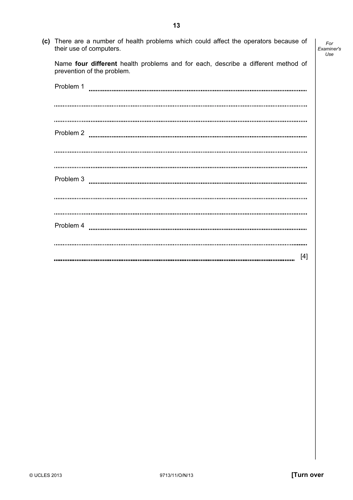 Cambridge A Level Applied Information and Communication Technology 9713 2013 Oct/Nov Paper 1 · Variant 1 question paper, page 13 of 20