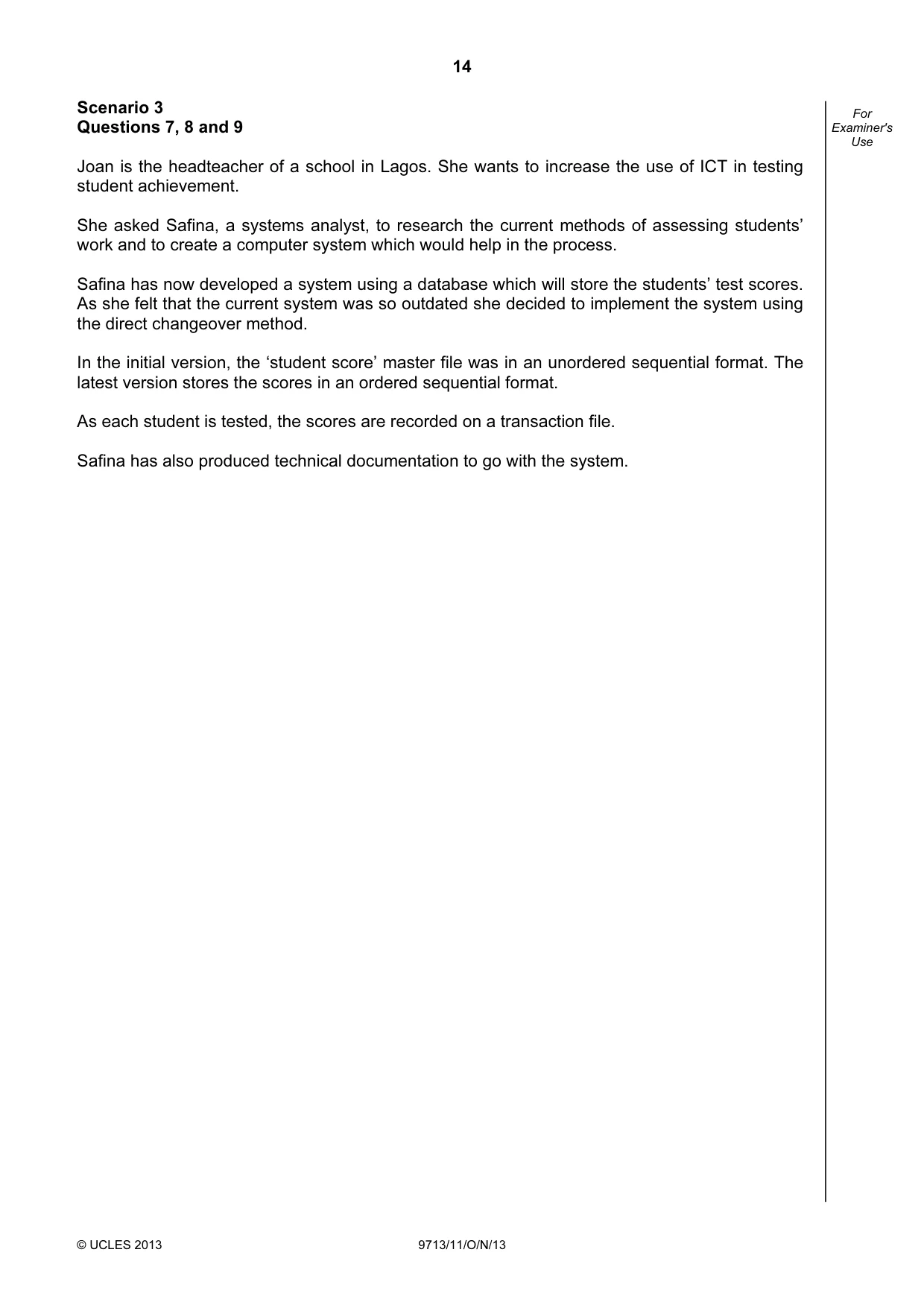 Cambridge A Level Applied Information and Communication Technology 9713 2013 Oct/Nov Paper 1 · Variant 1 question paper, page 14 of 20