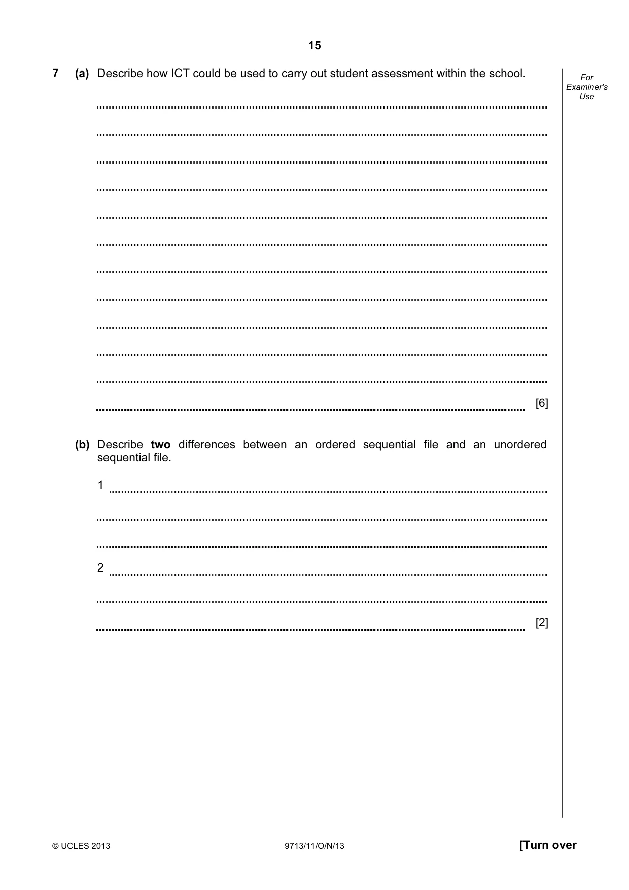 Cambridge A Level Applied Information and Communication Technology 9713 2013 Oct/Nov Paper 1 · Variant 1 question paper, page 15 of 20