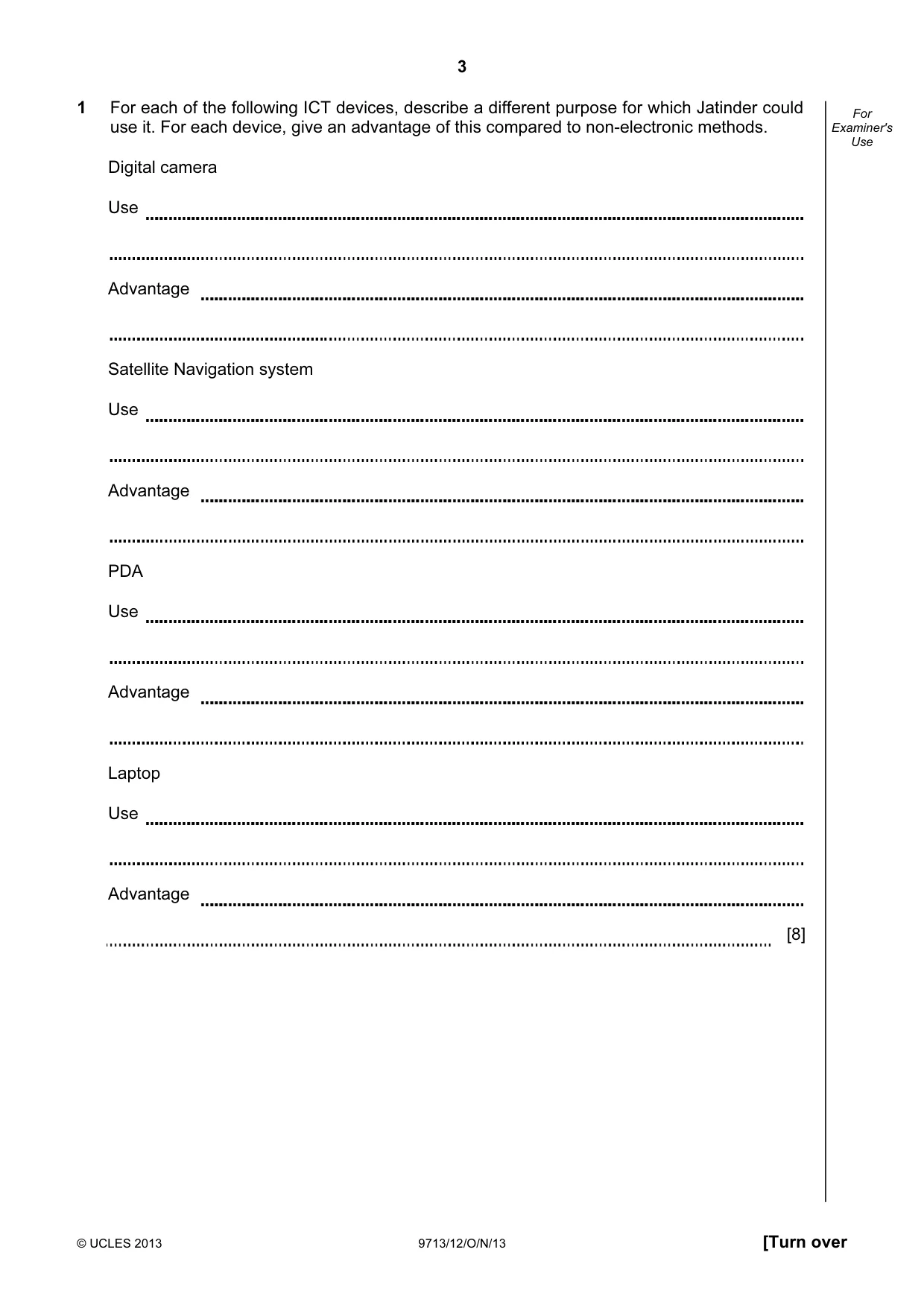 Cambridge A Level Applied Information and Communication Technology 9713 2013 Oct/Nov Paper 1 · Variant 2 question paper, page 3 of 20