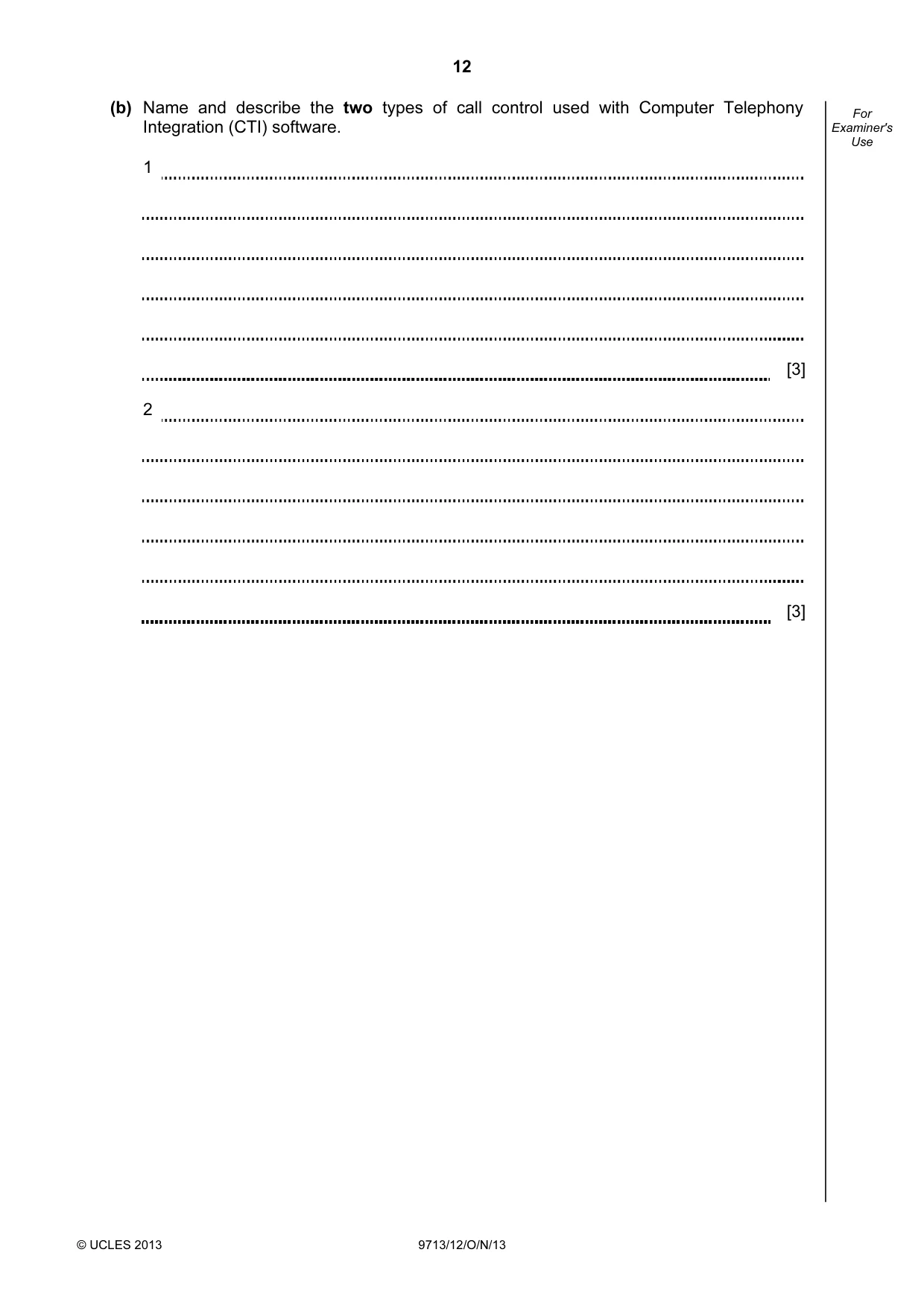Cambridge A Level Applied Information and Communication Technology 9713 2013 Oct/Nov Paper 1 · Variant 2 question paper, page 12 of 20