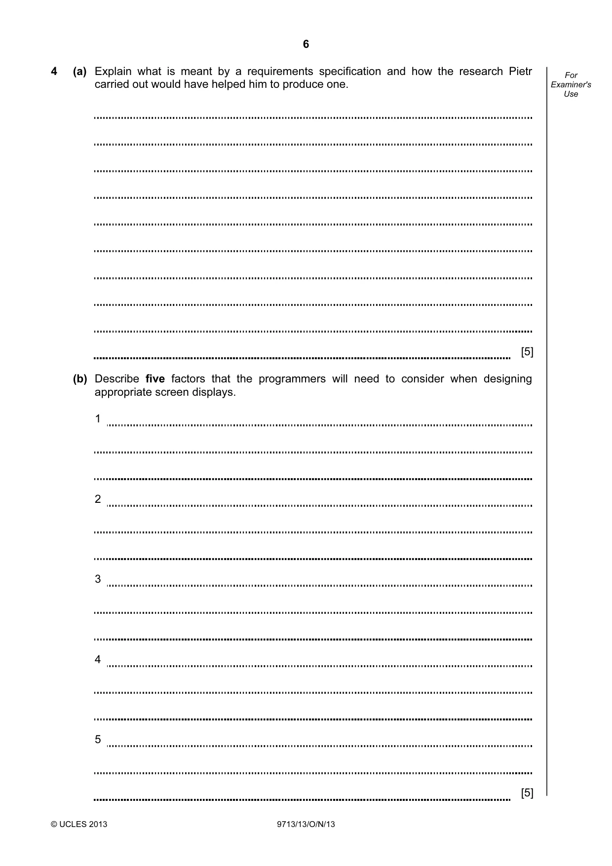 Cambridge A Level Applied Information and Communication Technology 9713 2013 Oct/Nov Paper 1 · Variant 3 question paper, page 6 of 16